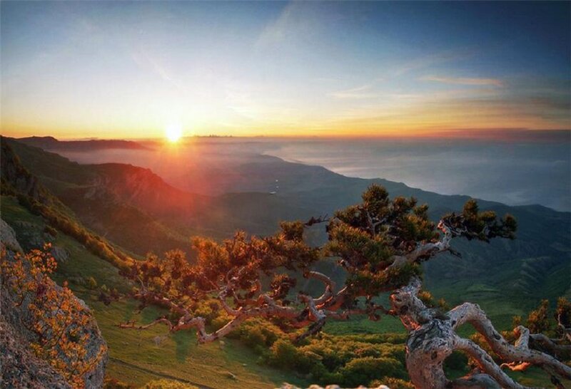 Sunrise over Mountain Range — Blue