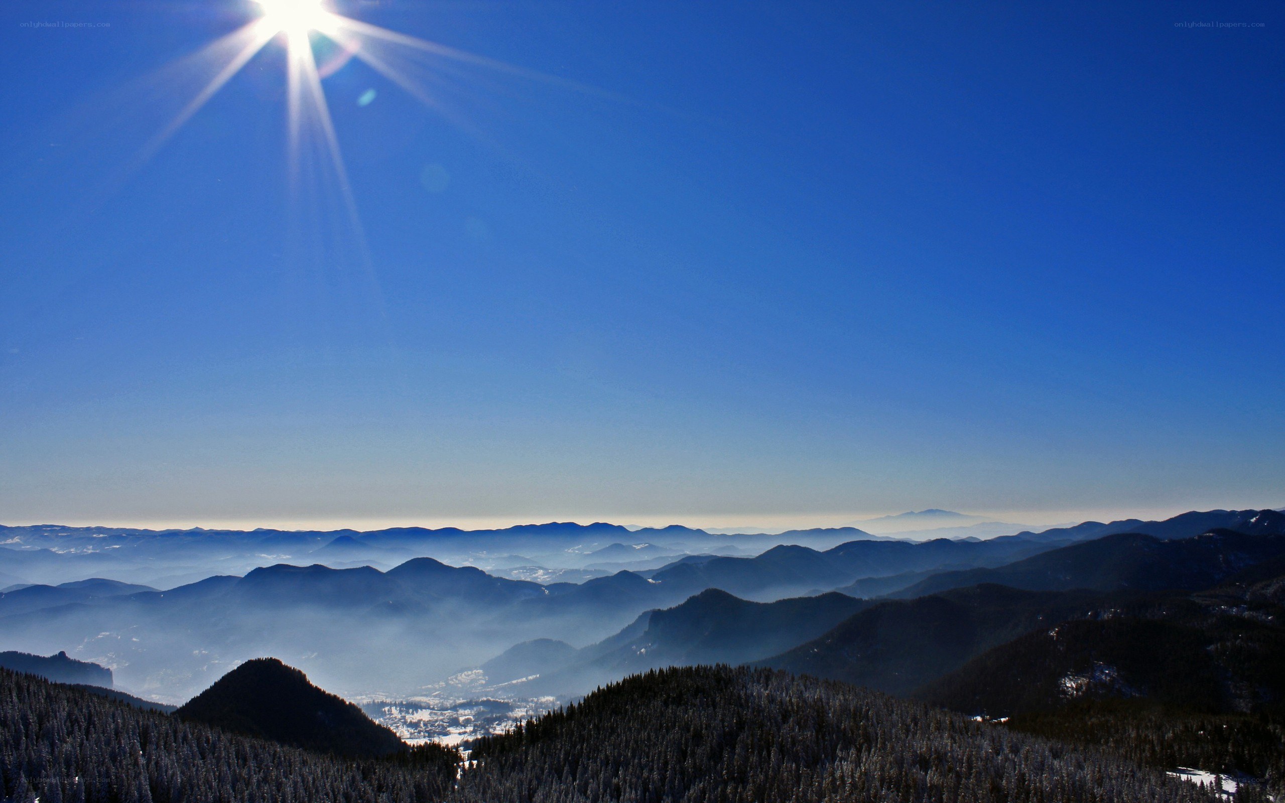 Sunrise over mountain ranges