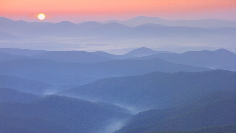 Sunrise over mountain ranges