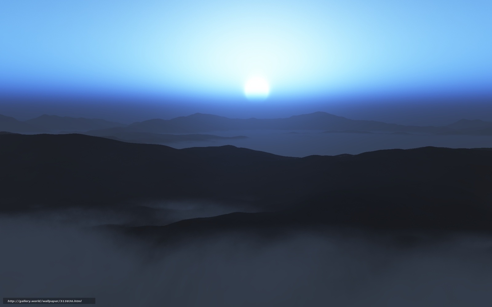 Sunrise over mountain ranges