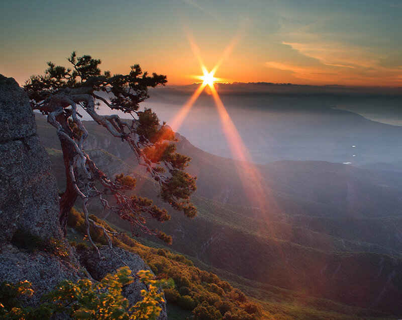Sunrise over Mountain Ridge — Orange, Serene