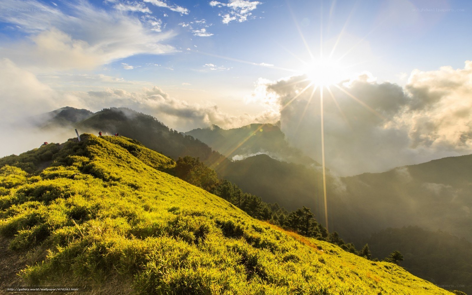 Sunrise over mountain ridge