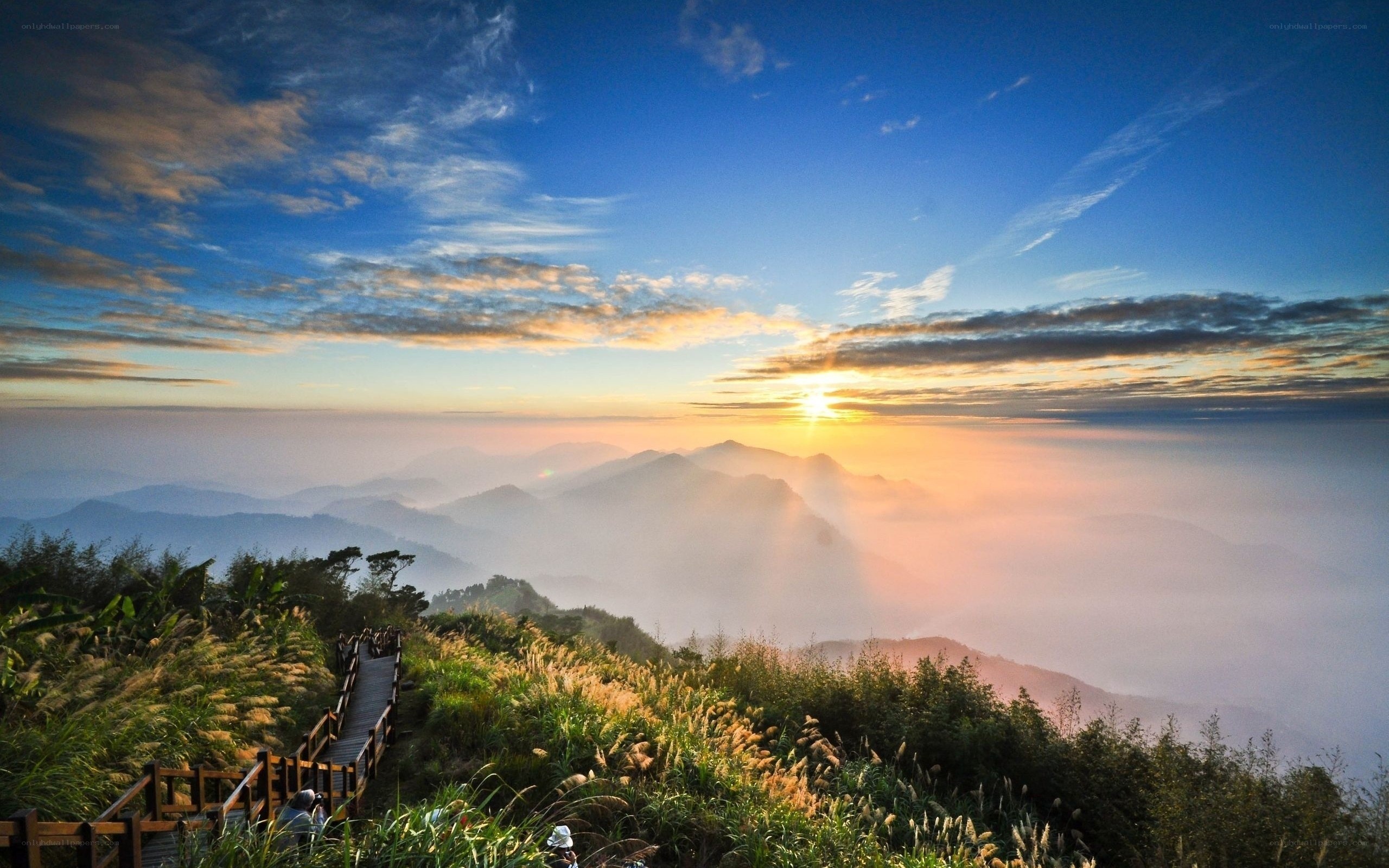 Sunrise over mountain ridges