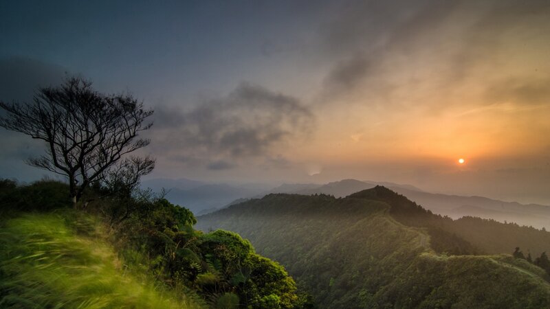 Sunrise over Mountain Ridges — Green