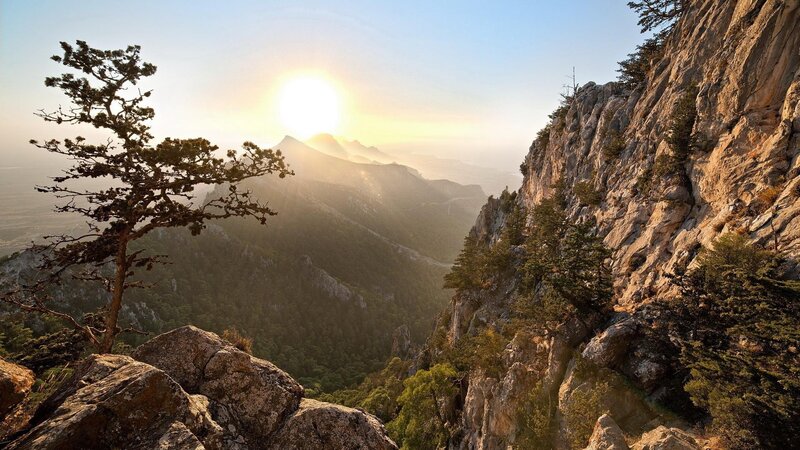Sunrise over Mountain Valley — Brown