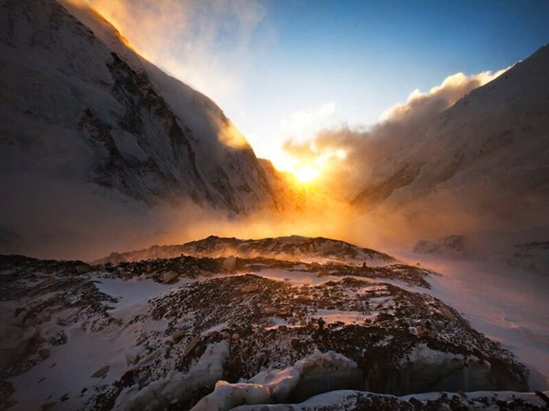 Sunrise over Mountain Valley — Orange, Dramatic