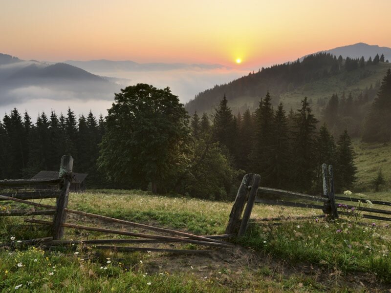 Sunrise over Mountain Valley — Orange