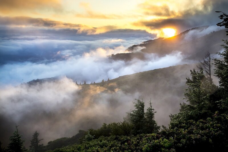 Sunrise over Mountain Valley — Yellow