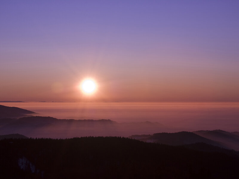 Sunrise over Mountain Valleys — Purple