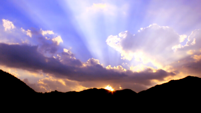 Sunrise over Mountains — Blue, Dramatic, Photograph