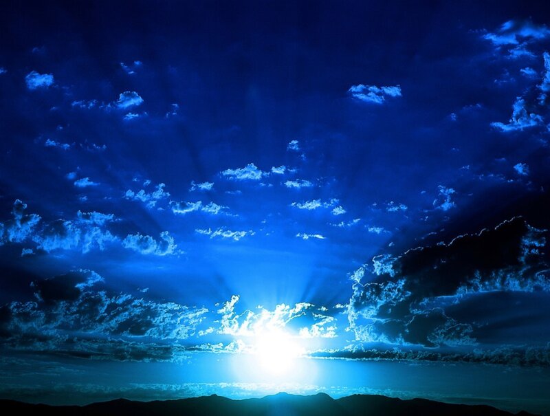 Sunrise over Mountains — Blue, Dramatic