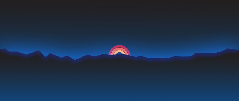 Sunrise over Mountains — Blue, Serene, Minimalist