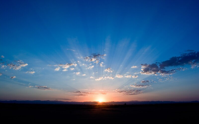 Sunrise over Mountains — Blue, Serene, Photograph, Clouds, Sky