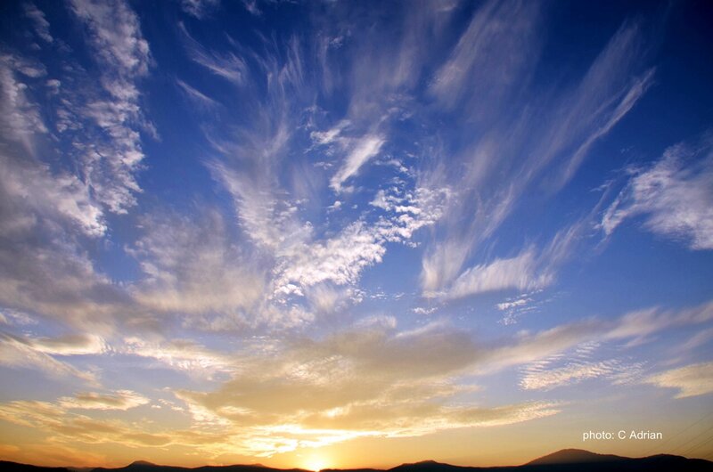 Sunrise over Mountains — Blue, Serene, Photograph, Clouds