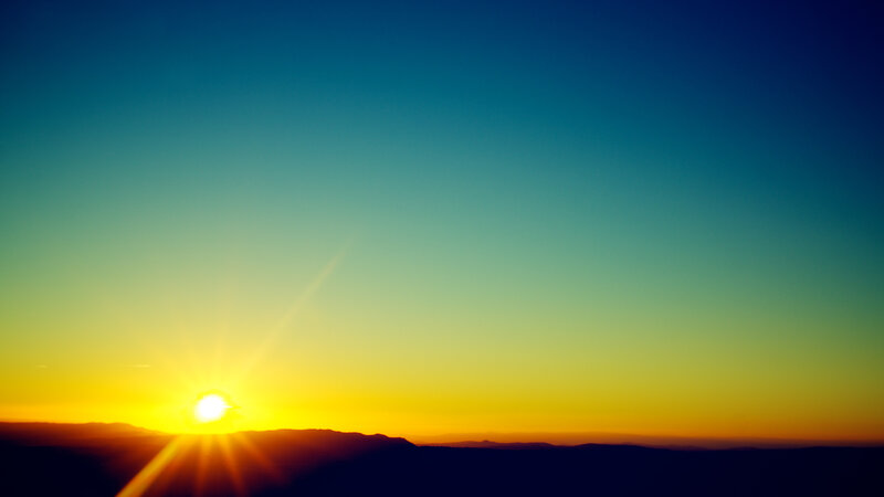 Sunrise over Mountains — Blue, Serene, Photograph, Sky