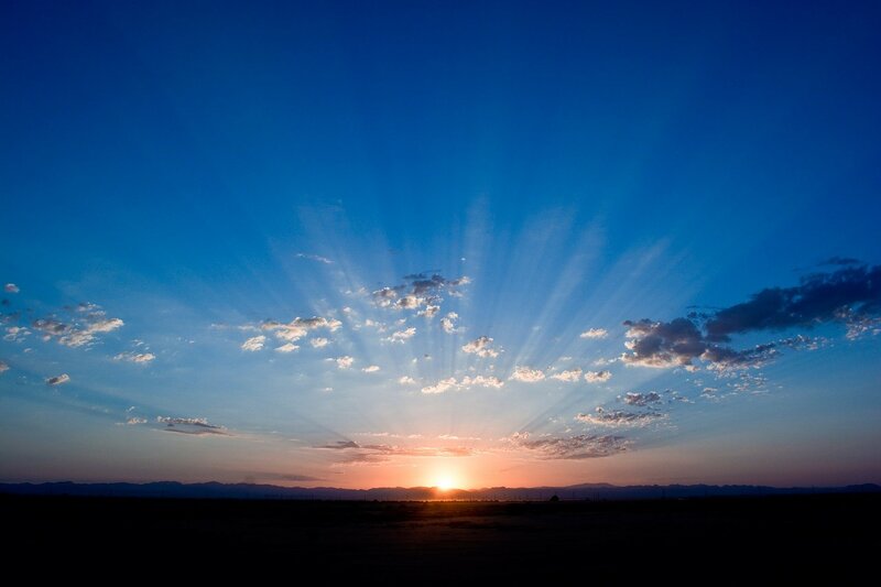 Sunrise over Mountains — Blue, Serene, Photograph