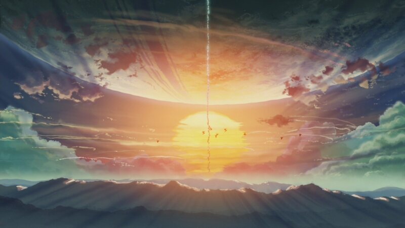 Sunrise over Mountains — Orange, Dramatic, Anime, Clouds