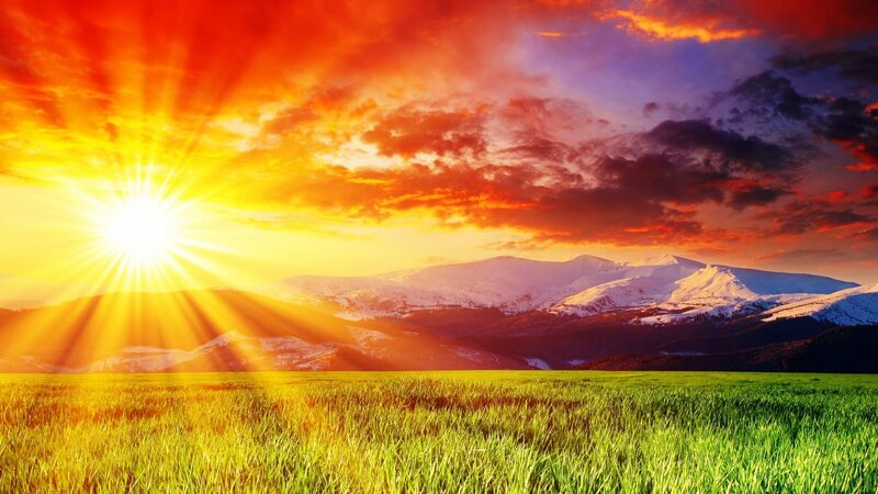 Sunrise over Mountains — Orange, Dramatic, Photograph, Field