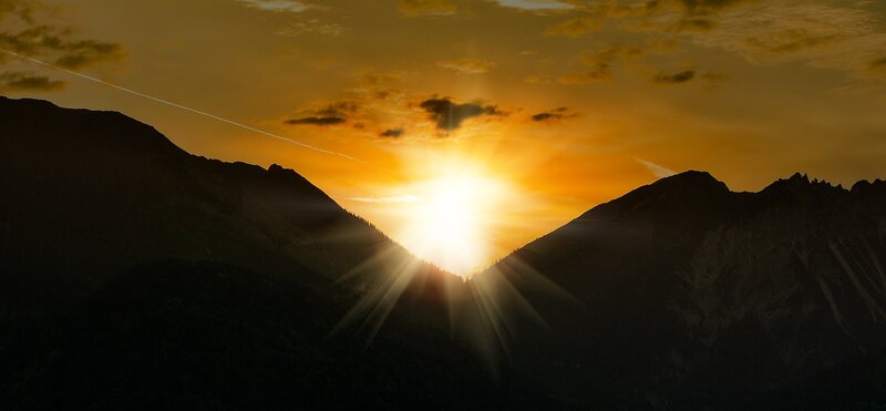 Sunrise over Mountains — Orange, Dramatic, Photograph, Sun