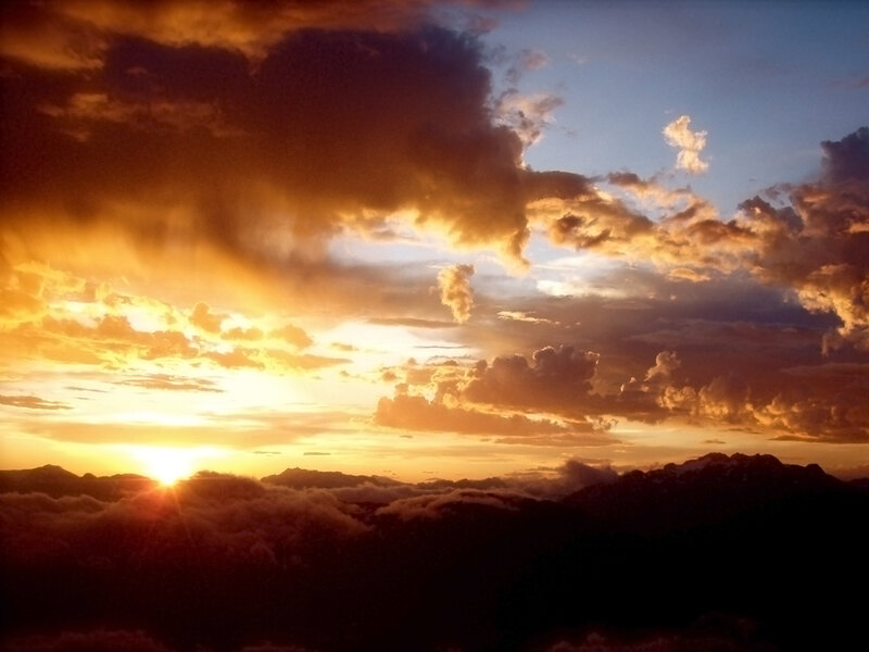 Sunrise over Mountains — Orange, Dramatic, Photograph