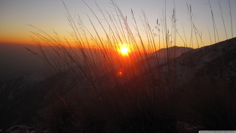 Sunrise over Mountains — Orange, Serene, Sunset