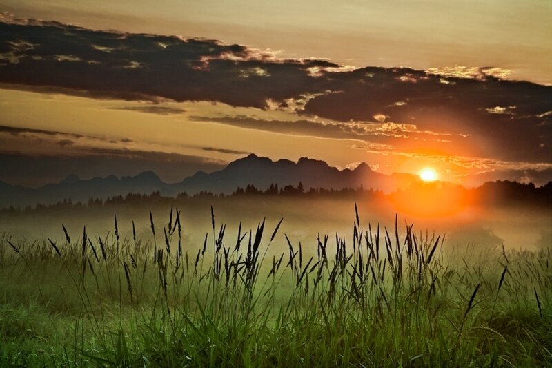 Sunrise over Mountains — Orange, Serene