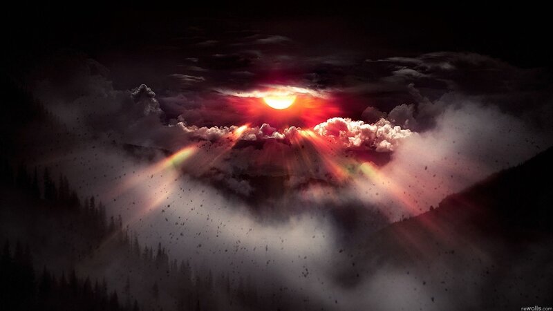 Sunrise over Mountains — Red, Dramatic