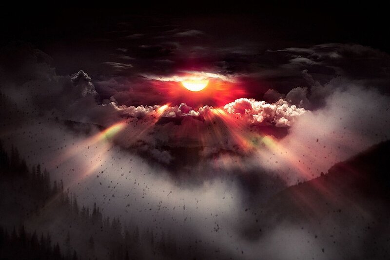 Sunrise over Mountains — Red