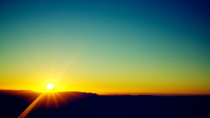 Sunrise over Mountains — Yellow, Serene, Photograph