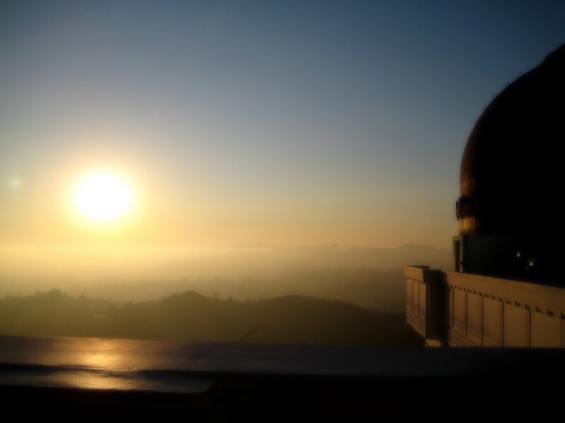 Sunrise over observatory dome