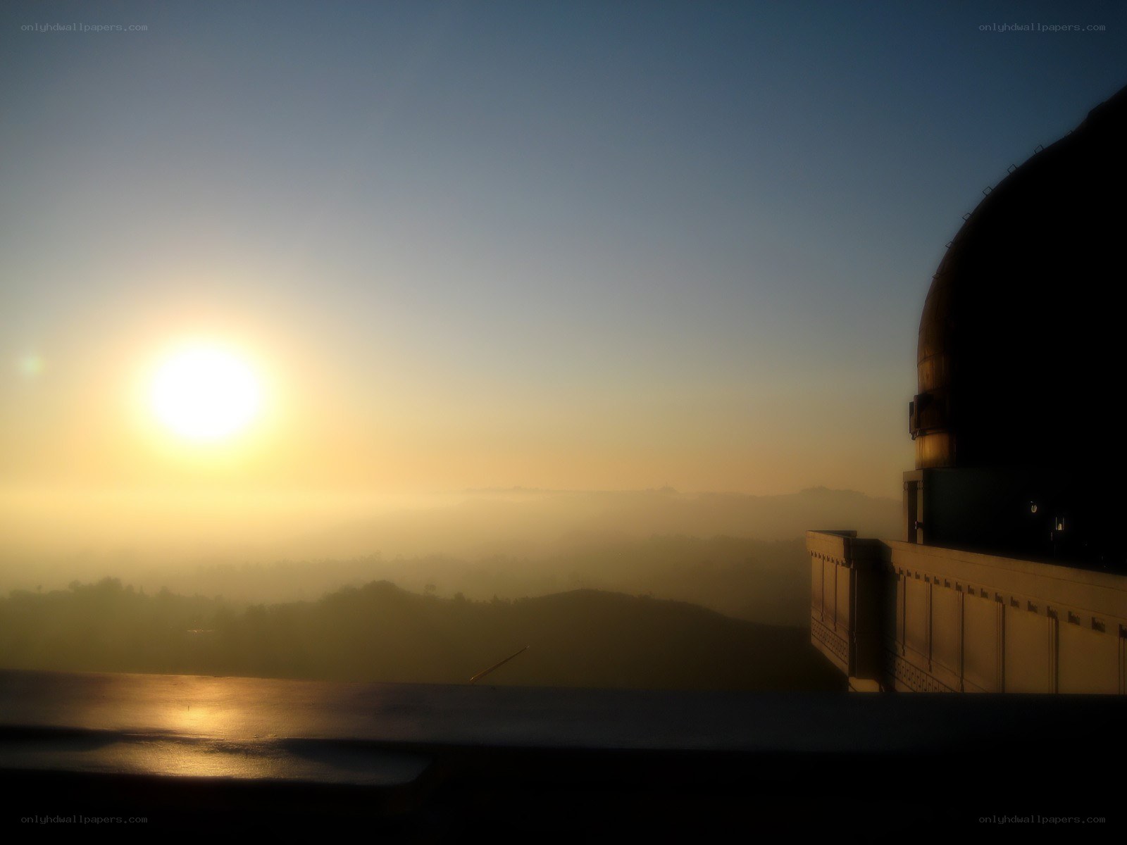 Sunrise over observatory dome