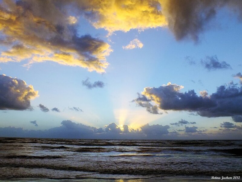 Sunrise over Ocean — Blue, Dramatic, Photograph, Clouds, Sea