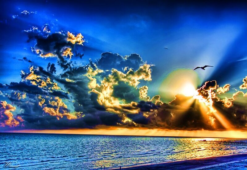 Sunrise over Ocean — Blue, Dramatic