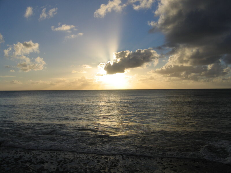 Sunrise over Ocean — Blue, Serene, Photograph, Clouds, Waves