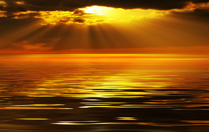 Sunrise over Ocean — Gold, Dramatic