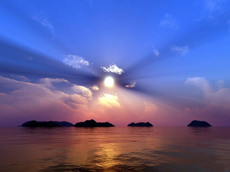 Sunrise over Ocean Islands — Blue