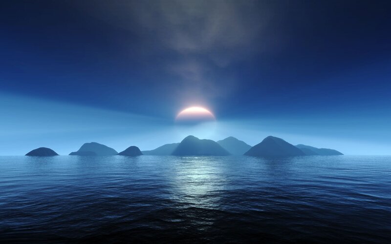 Sunrise over ocean islands