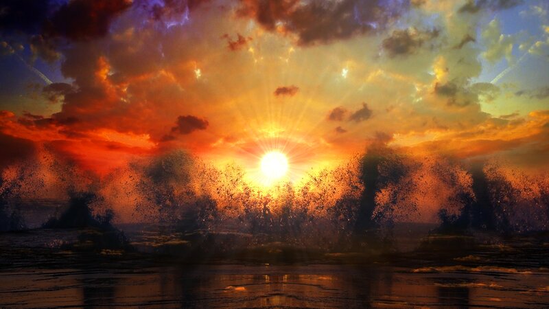 Sunrise over Ocean Waves — Orange