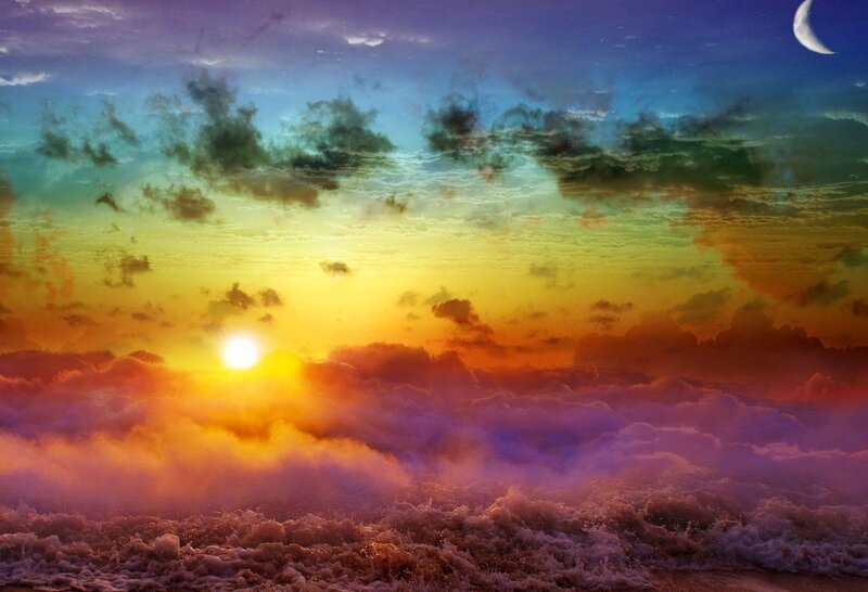 Sunrise over Ocean — Yellow, Dramatic, Digital Art, Sun