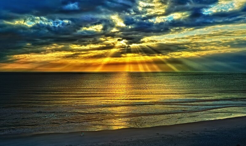 Sunrise over Ocean — Yellow, Dramatic, Photograph, Clouds