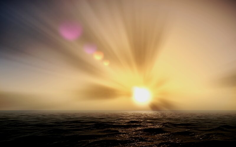 Sunrise over Ocean — Yellow, Dramatic, Photograph