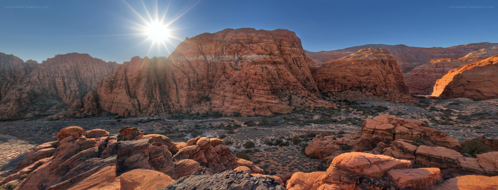 Sunrise over red rock canyon