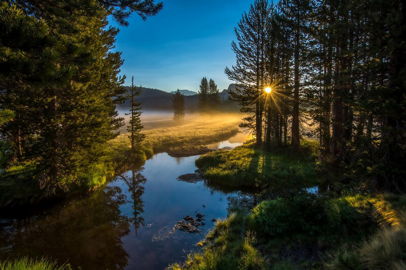 Sunrise over River — Blue, Serene, Morning