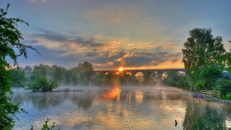 Sunrise over River Bridge