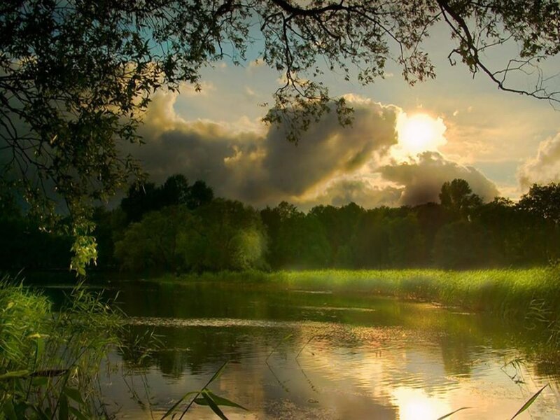Sunrise over River — Green