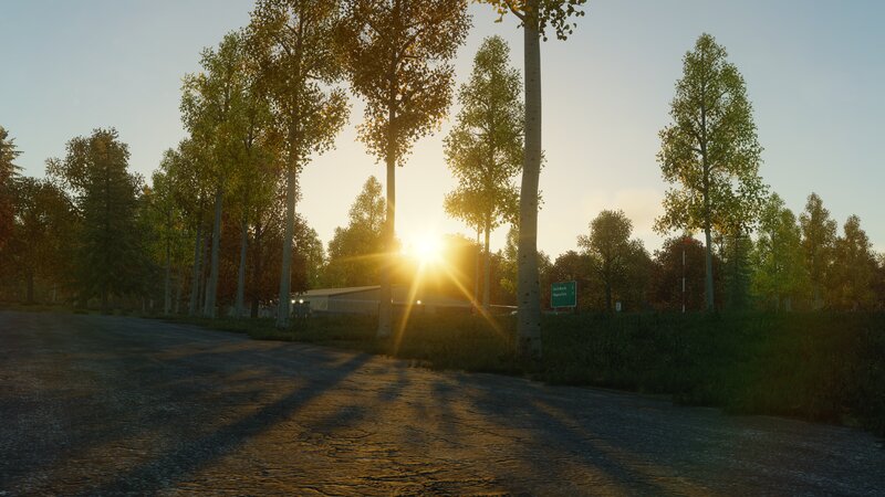 Sunrise over Road — Green