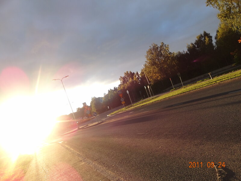 Sunrise over Road Intersection