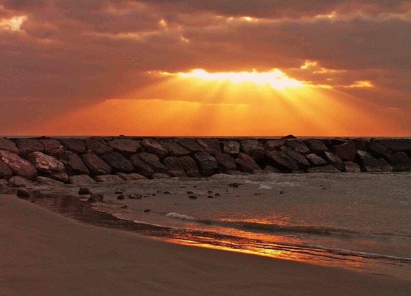 Sunrise over Rocky Breakwater