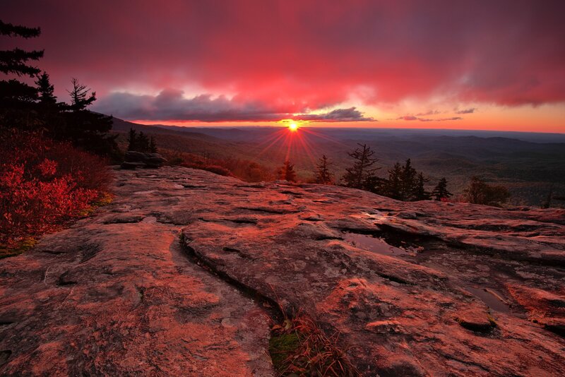 Sunrise over Rocky Cliff