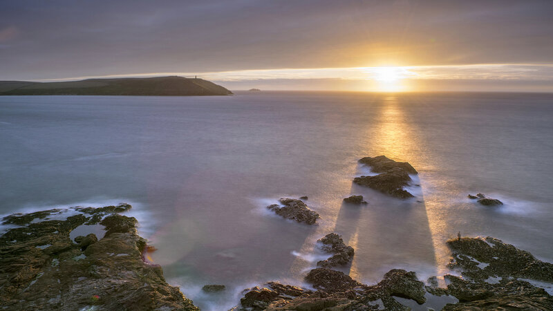 Sunrise over Rocky Coast — Blue